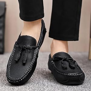 Amazon.com | Loafers for Men Round Toe Tassel PU Leather